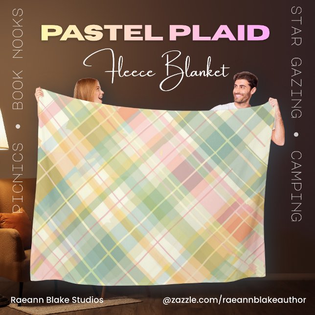Velo Cobertor de Fleece Xadrez Pastel (Criador carregado)