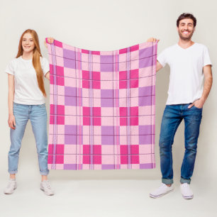 Velo Cobertor de Fleece Xadrez Rosa Suave Mantinha Tart