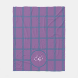 Velo Cobertor de Fleece Xadrez Roxo e Azul