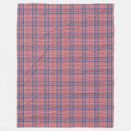 Velo Cobertor de Fleece Xadrez Vermelho Branco e Azul