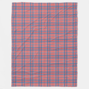 Velo Cobertor de Fleece Xadrez Vermelho Branco e Azul