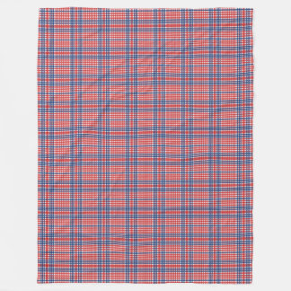 Velo Cobertor de Fleece Xadrez Vermelho Branco e Azul