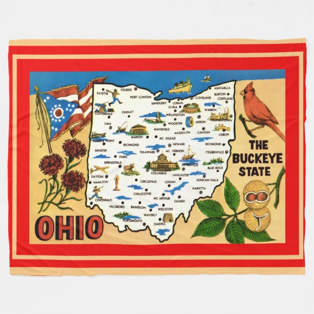 Velo Cobertor de Fleege Ohio Buckeye (Frente (Horizontal))