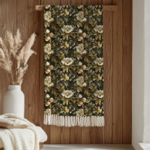 Cobertor de Folhagem de Luxo Tons Verdes e Dourado