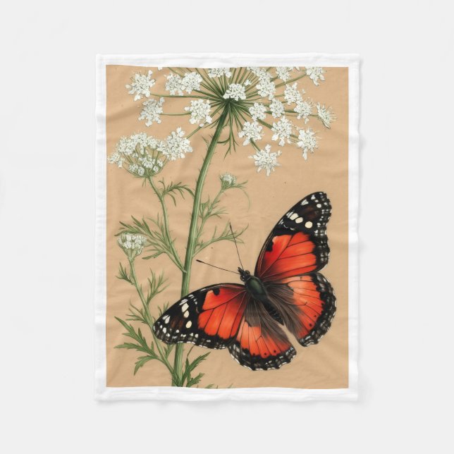 Velo Cobertor de Fralda com Borboleta Monarca e Flores  (Frente)