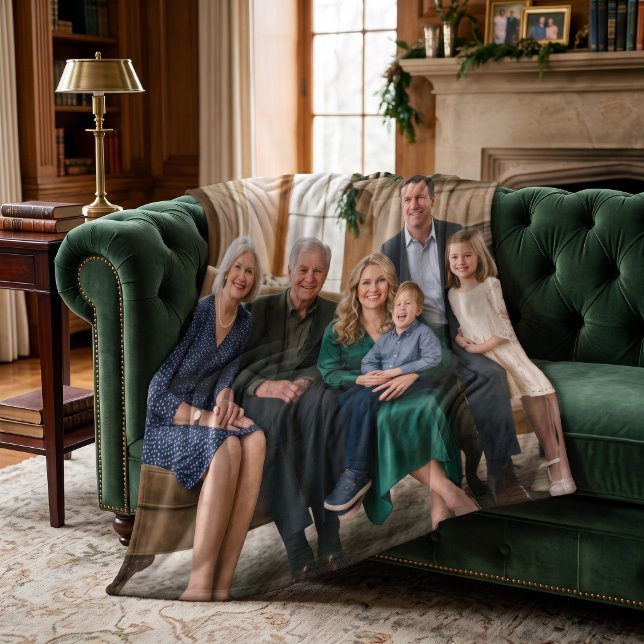 Velo Cobertor de Fraldas de Família Clássico Personaliz (Classic Family Portrait Custom Fleece Blanket)