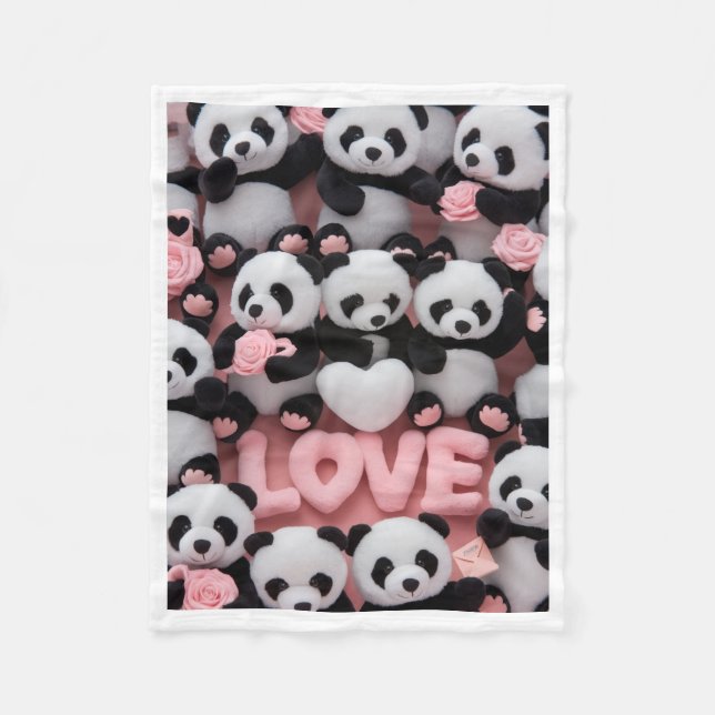 Velo Cobertor de Fraldas de Ursos Panda Fofos e Cartas  (Frente)