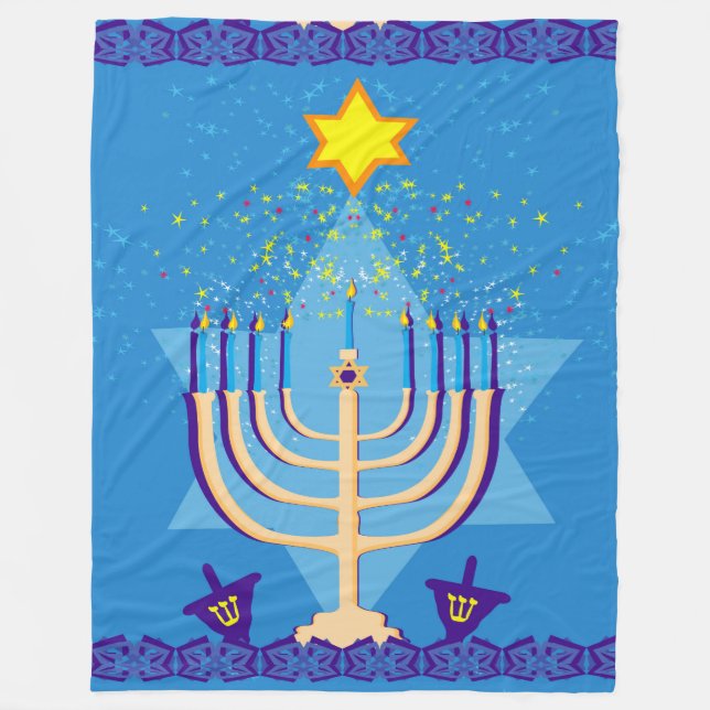 Velo cobertor de hanukkah menorah (Frente)