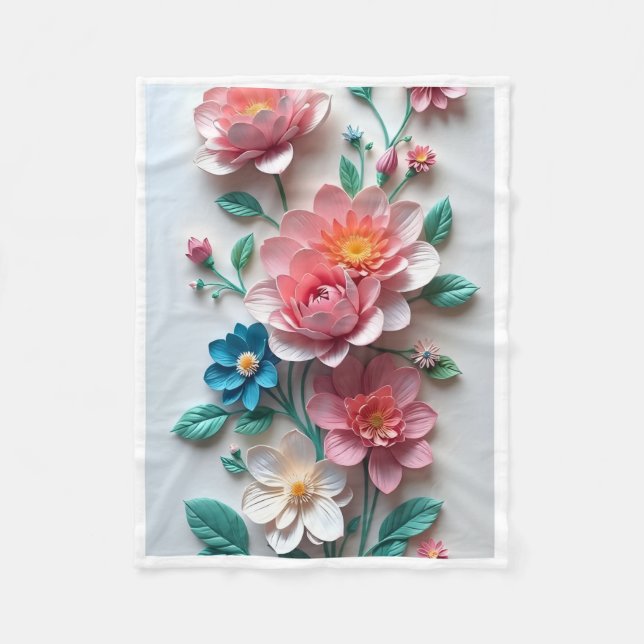 Velo Cobertor de lançamento de arte de flor de papel AD (Frente)