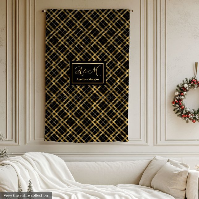 Velo Cobertor de Monograma Elegante para Presente de Da (Stylish Monogram Blanket for Bridesmaid Gift)