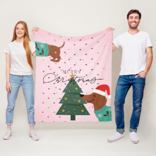 Velo Cobertor de Natal Cachorro Quente Rosa - Feliz Nat