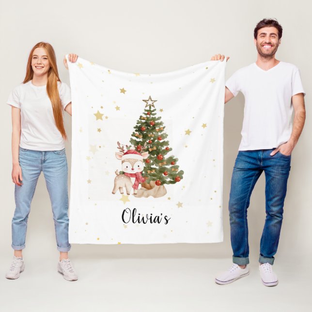 Velo Cobertor de Natal Personalizado para Bebê - veado (In Situ)