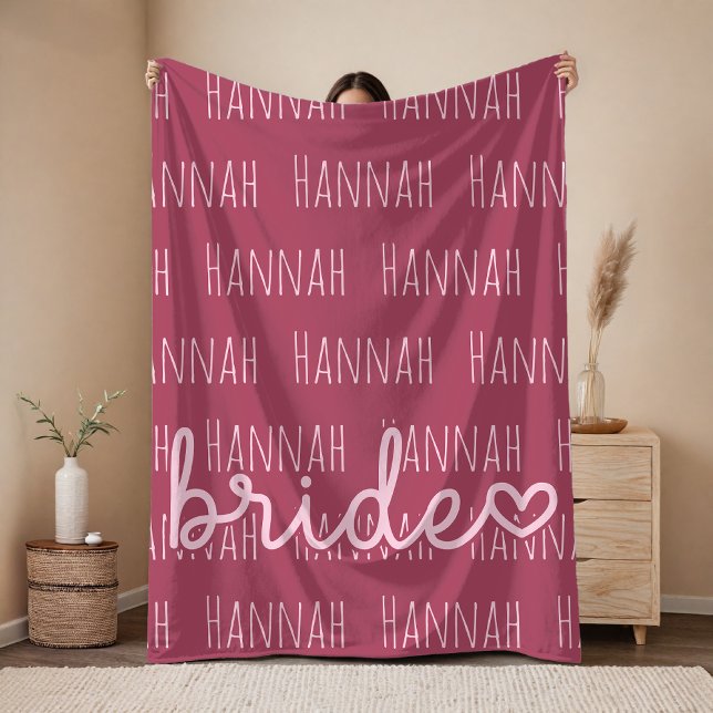 Velo Cobertor de Noiva Personalizado Presente de Casame (Personalized Bridal Party Throw Blanket Gift for Bride, Custom Name Wedding Blanket Gift for Bride)
