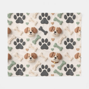 Velo Cobertor de Pet Fleece com Impressão de Pata de Fa