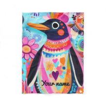 Cobertor de Pinguim Personalizado: Colorido Ártico