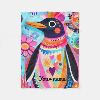 Velo Cobertor de Pinguim Personalizado: Colorido Ártico