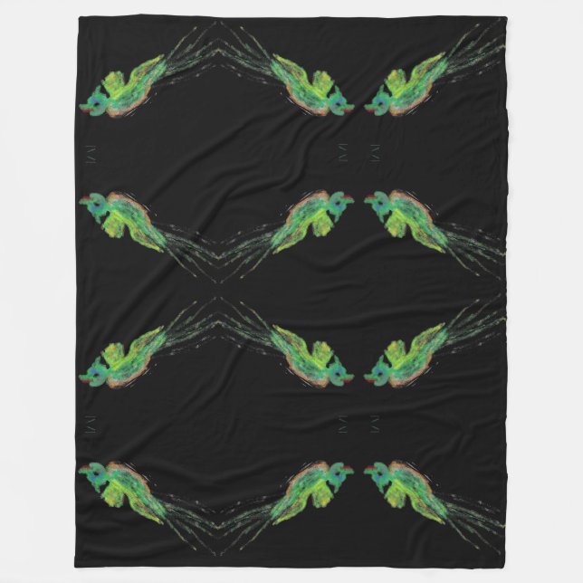 Velo cobertor de pintura de pássaro verde (Frente)