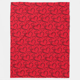Velo cobertor de sherpa grande, de coração vermelho e p