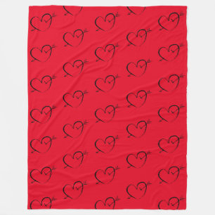 Velo cobertor de sherpa grande vermelho-coração