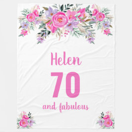 Velo cobertor floral cor-de-rosa-70 de aniversário