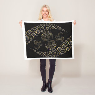 Velo Cobertor Fractal de Espadas Preto e Dourado