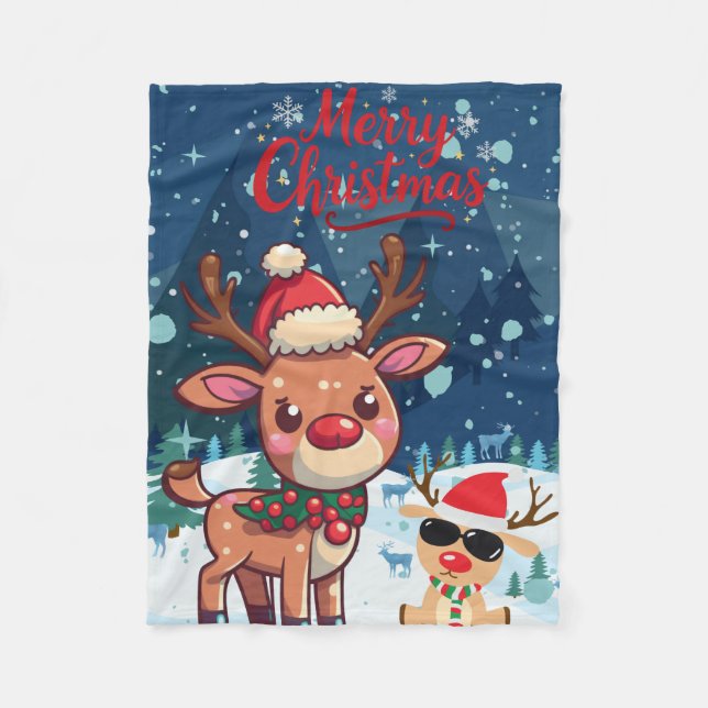 Velo Cobertor Infantil Rena de Natal Fofo (Frente)