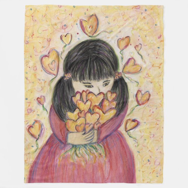 Velo Cobertor Macio de Fleece Gathering Love Hearts (Frente)