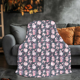 Velo Cobertor Nome Rosa Fofo de Halloween