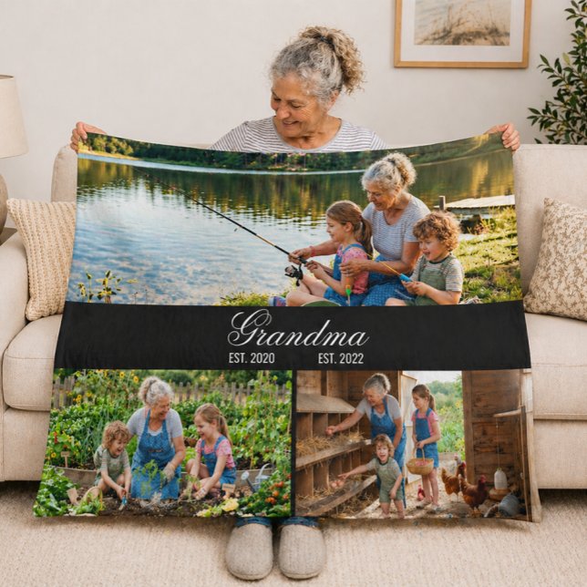 Velo Cobertor Personalizado com Colagem de Fotos da Vov (Personalized Grandma Photo Collage Blanket )