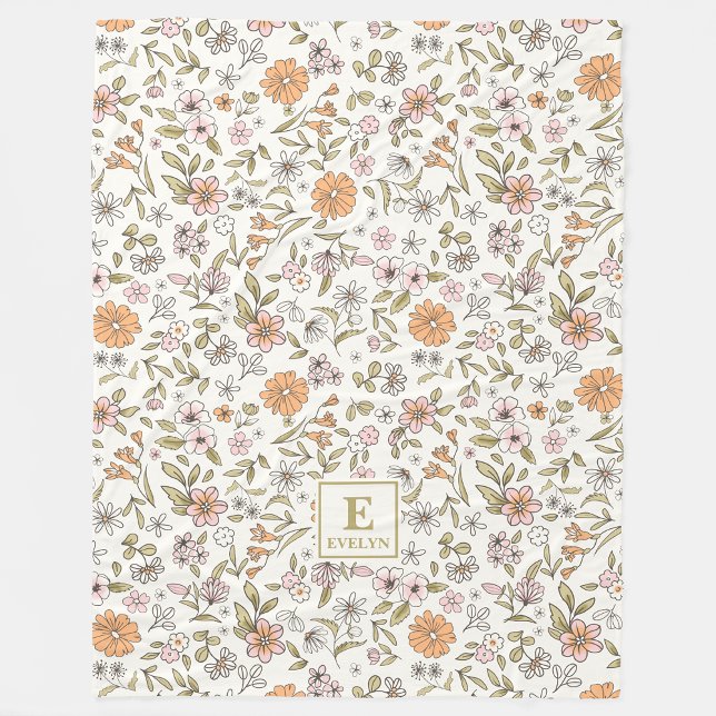 Velo Cobertor Personalizado com Monograma de Flor Silve (Criador carregado)
