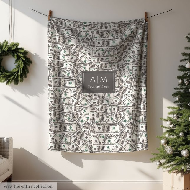 Velo Cobertor Personalizado com Nome e Padrão de 100 Dó (Funny 100 Dollars Pattern Custom Name Blanket)