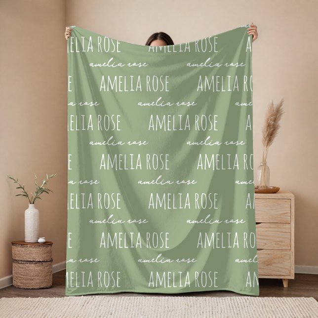 Velo Cobertor Personalizado com Nome Sage de Presente p (Custom Name Blanket Cozy Birthday Gift for her, Custom Name Blanket Gift for Kids and Babies)