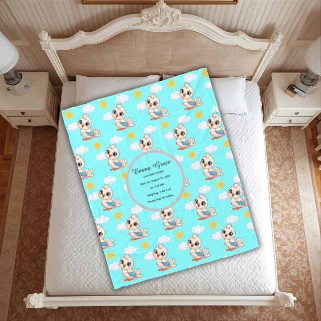 Velo Cobertor Personalizado de Bebê com Pássaros  (Criador carregado)