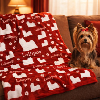 Velo Cobertor Personalizado de Cachorro Vermelho Yorkie