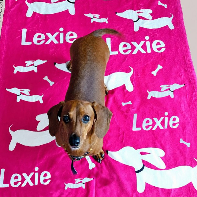Velo Cobertor Personalizado de Dachshund Rosa Presente  (Criador carregado)