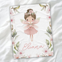 Cobertor Personalizado de Meninas com Fada Floral 