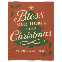 Cobertor Personalizado de Natal Abençoa Nossa Casa