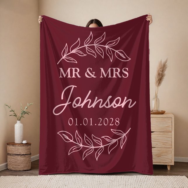 Velo Cobertor Personalizado de Presente para Recém-Casa (Custom Name Couple Blanket – Wedding, Anniversary or Christmas Gift)