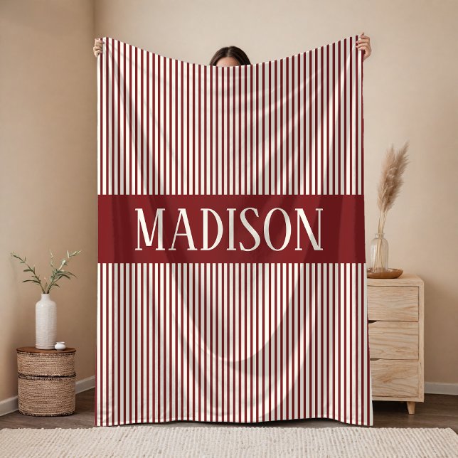Velo Cobertor Personalizado para Chás de Bebê como Pres (custom baby name striped nursery blanket, baby shower personalized stripe blanket gift for kids)