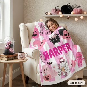 Velo Cobertor Personalizado Rosa de Halloween - Fofo Ro