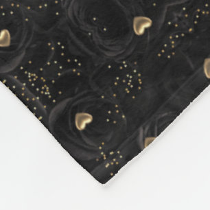 Velo Cobertor Preto e Dourado de Corações