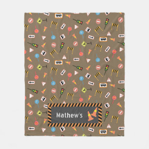 Velo Construção e estrada sinalizam marrom. Cobertor de