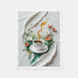 Velo Copo de Café e Cobertor de Arte Floral