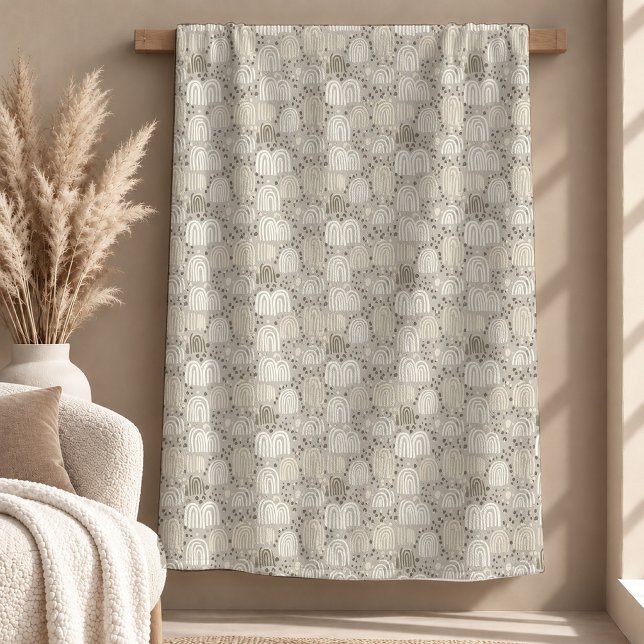 Velo Design de Arte Clássico de Cobertor Boho Marrom Cl (Classic Ivory Light Brown Boho Blanket Design Art)
