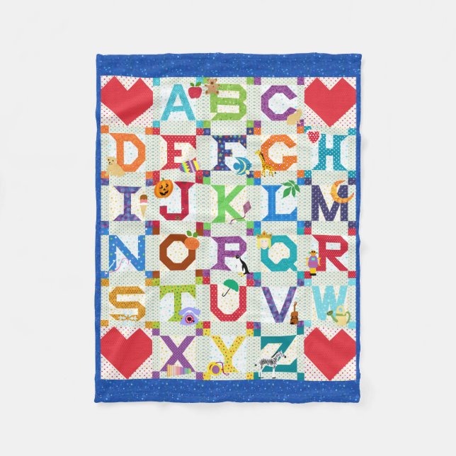 Velo Design de Cobertor de Alfabetos para Bebê Menino (Frente)