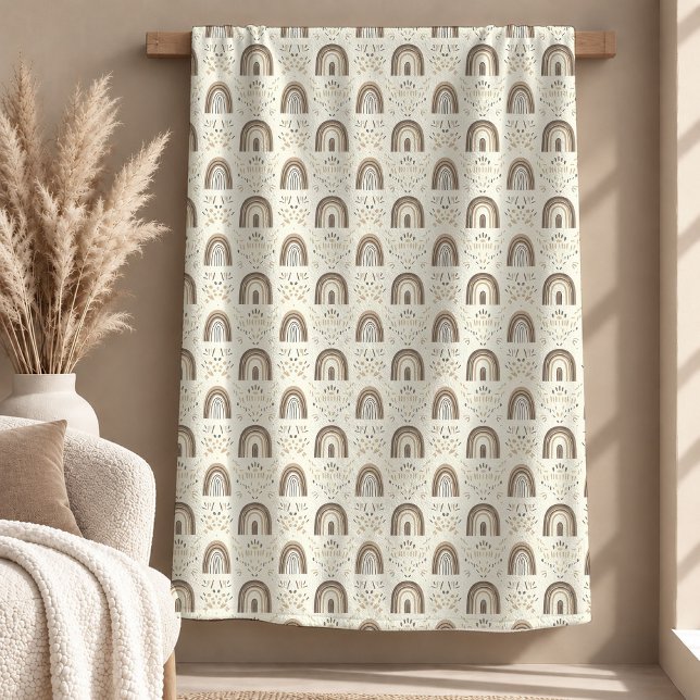 Velo Design de Cobertor de Arremesso Bege Marfim Harmon (Harmonious Ivory Beige Boho Throw Blanket Design)