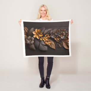Velo Elegante Cobertor de Fleece Floral em Bronze de Ma