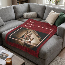 Velo Elegante Cobertor de Fleece Vermelho com Foto e Te