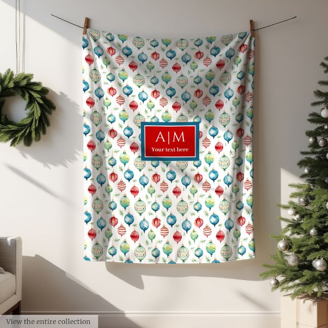 Velo Embalagem em forma de cobertor de feriado de nome  (Chic watercolor custom name holiday blanket wrap)