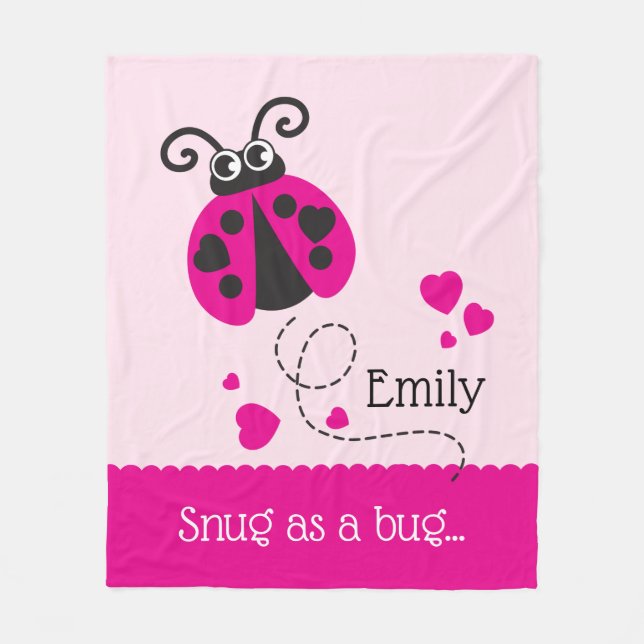 Velo Encaixe um nome de inseto ladybug cobertor rosa (Frente)